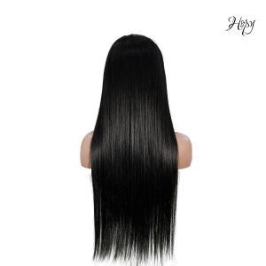 center wig natural black remy hair 6x7 lace closure straight human hair wig