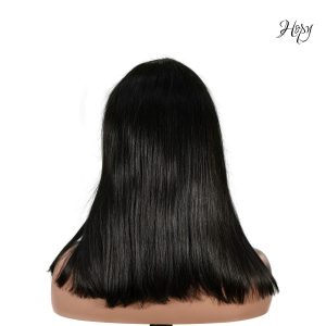 center wig natural black remy hair 2x6 lace closure straight bob human hair wig