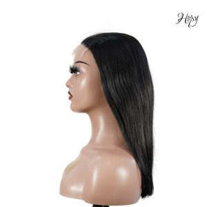 center wig natural black asian raw hair 5x5 hd lace closure straight bob human hair wig