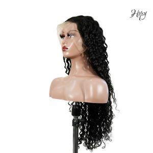 center wig 13x4 deep wave lace front wig natural black remy hair
