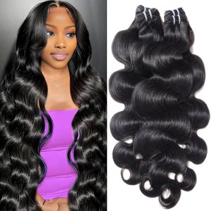Home center wig remy hair black body wave bundles laotian weaving