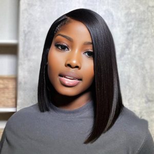 center wig natural black asian raw hair 5x5 hd lace closure straight bob human hair wig