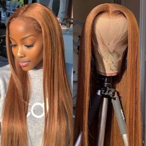 center wig 13x4 straight lace front wig 8&27 honey blonde highlight 26 inch remy hair