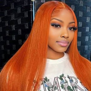 Home center wig 13x4 straight lace front wig 350 orange 26 inch remy hair