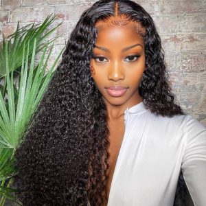 center wig 13x4 kinky curly lace front wig natural black remy hair