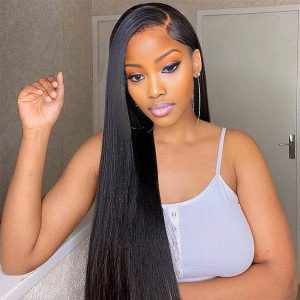 Home center wig 13x6 double drams straight lace front wig black remy hair